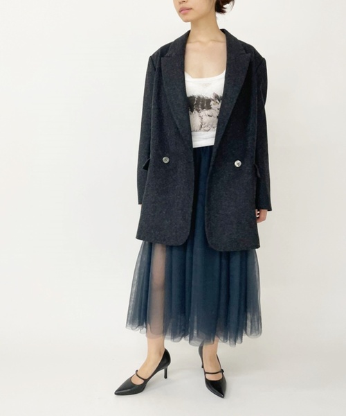 EDIT. FOR LULU（エディットフォールル）の「フランネル ダブルブレスト ジャケット（テーラードジャケット・レディース・グレー/ウッド・FREE）」の11枚目の写真