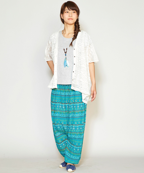 チャイハネ（チャイハネ）の「【チャイハネ】ハルティブパンツ / サロペット 2WAY（その他パンツ・レディース・ストライプ/チェック/ネイビー/オレンジ/マルチ/パープル/ターコイズブルー/ダークネイビー/その他/ブルー・FREE）」の14枚目の写真