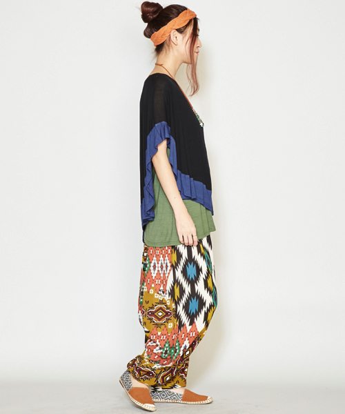 チャイハネ（チャイハネ）の「【チャイハネ】ハルティブパンツ / サロペット 2WAY（その他パンツ・レディース・ストライプ/チェック/ネイビー/オレンジ/マルチ/パープル/ターコイズブルー/ダークネイビー/その他/ブルー・FREE）」の17枚目の写真