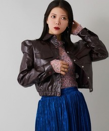 Bloom Closet（ブルームクローゼット）の「フェイクレザーギャザードボタンジャケット（ブルゾン）」