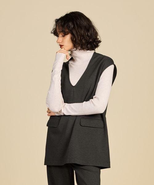 ReNorm（リノーム）の「【SET UP対応】Vネックベスト（ベスト・レディース・ブラック/グレー・フリー）」の14枚目の写真