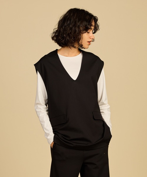 ReNorm（リノーム）の「【SET UP対応】Vネックベスト（ベスト・レディース・ブラック/グレー・フリー）」の18枚目の写真