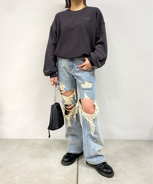 DISCUS ATHLETIC（ディスカス　アスレチック）の「【SLOPPY×DISCUS】クルースウェット（スウェット・レディース・ライトグレー/オフホワイト/ブルー/チャコールグレー・FREE）」の9枚目の写真