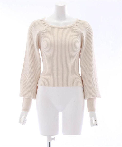 clear（クリア）の「スクエアネックボリュームスリーブニットトップス（ニット/セーター・レディース・ブラック/ブラウン/イエロー/アイボリー・F）」の2枚目の写真