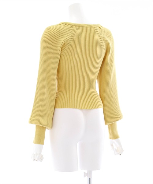 clear（クリア）の「スクエアネックボリュームスリーブニットトップス（ニット/セーター・レディース・ブラック/ブラウン/イエロー/アイボリー・F）」の5枚目の写真