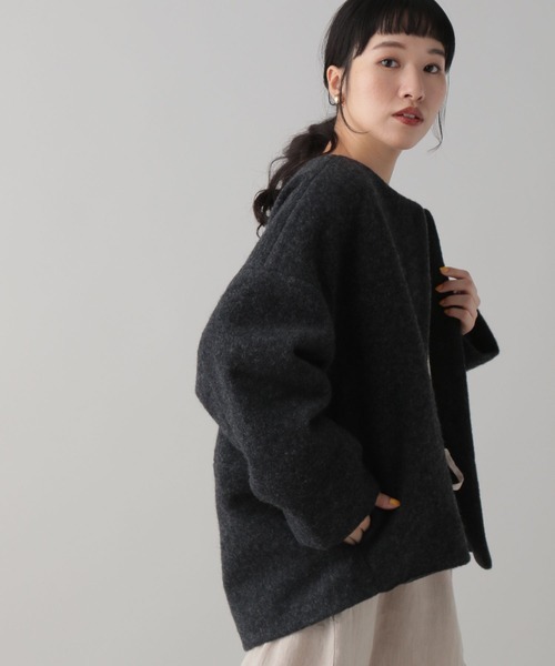 《Natural by studio CLIP》圧縮ウールコクーンブルゾン