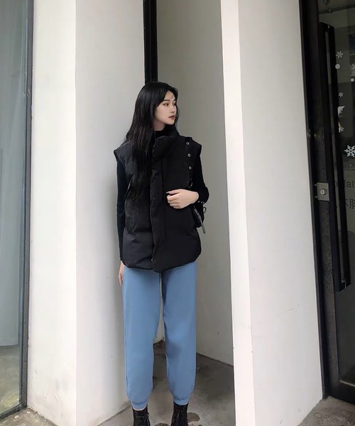 Girly Doll（ガーリードール）の「フェイクダウンベスト（ダウンベスト・レディース・ブラック/オフホワイト・M/L）」の6枚目の写真