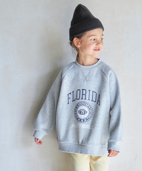 pairmanon(ペアマノン)の「裏起毛ビッグシルエット カレッジトレーナー(スウェット・キッズ・イエロー/グレー/ブルー/ネイビー・130/100/150/140/120/110/90)」の2枚目の写真