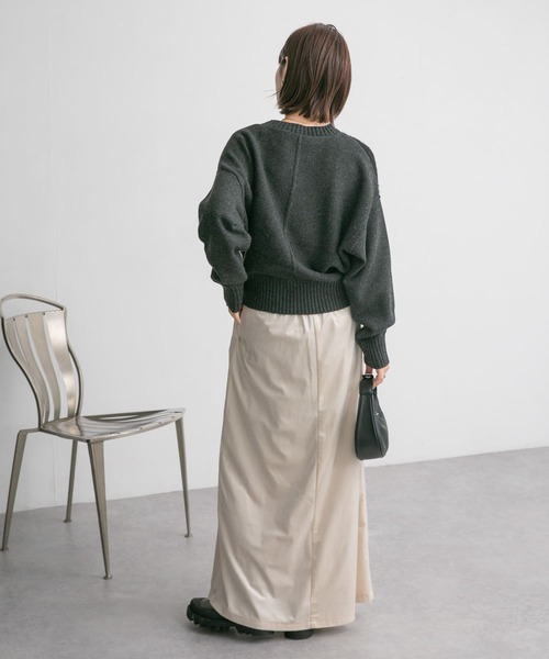 KBF（ケイビーエフ）の「マルチヤーンMIXパターンニット（ニット/セーター・レディース・チャコールグレー/グリーン/アイボリー・ONE）」の17枚目の写真