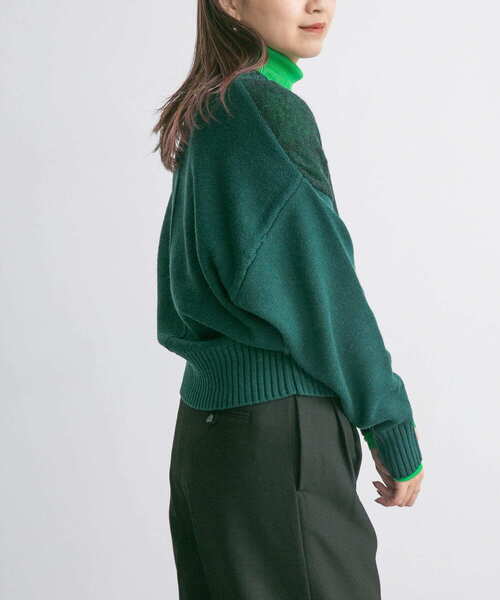 KBF（ケイビーエフ）の「マルチヤーンMIXパターンニット（ニット/セーター・レディース・チャコールグレー/グリーン/アイボリー・ONE）」の20枚目の写真