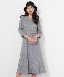 【サイズ展開あり】ベルト付き開襟シャツワンピース