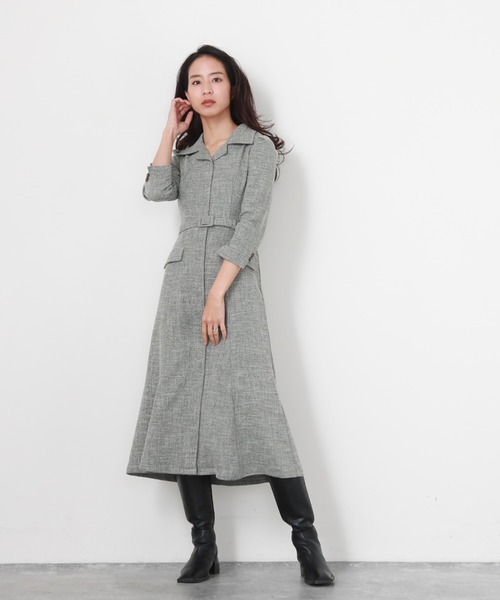 Cheek（チーク）の「【サイズ展開あり】ベルト付き開襟シャツワンピース（シャツワンピース・レディース・グリーン/ラベンダー/ネイビー・SMALL/MEDIUM）」の2枚目の写真