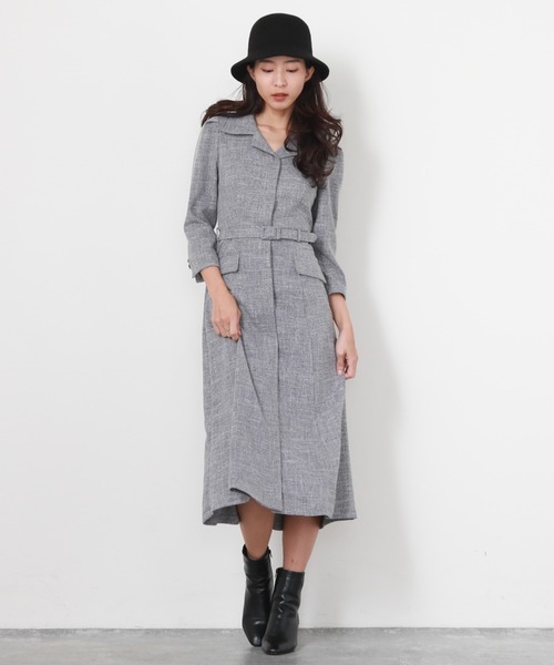 Cheek（チーク）の「【サイズ展開あり】ベルト付き開襟シャツワンピース（シャツワンピース・レディース・グリーン/ラベンダー/ネイビー・SMALL/MEDIUM）」の6枚目の写真