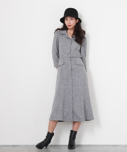 Cheek（チーク）の「【サイズ展開あり】ベルト付き開襟シャツワンピース（シャツワンピース・レディース・グリーン/ラベンダー/ネイビー・SMALL/MEDIUM）」の8枚目の写真