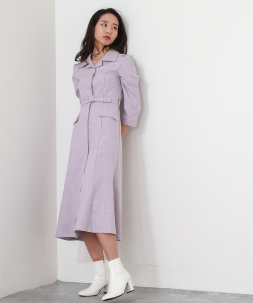 Cheek（チーク）の「【サイズ展開あり】ベルト付き開襟シャツワンピース（シャツワンピース・レディース・グリーン/ラベンダー/ネイビー・SMALL/MEDIUM）」の14枚目の写真