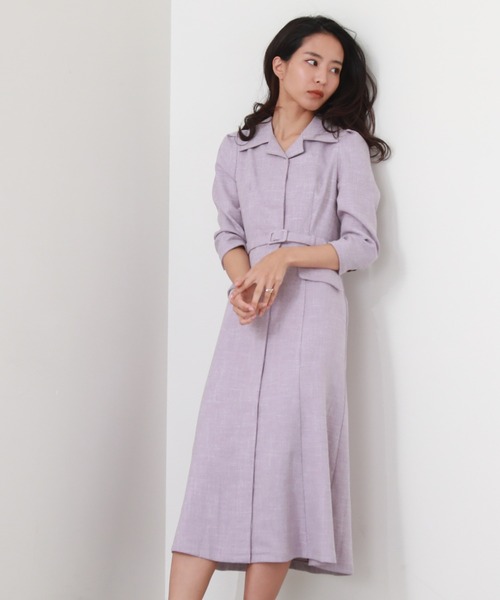 Cheek（チーク）の「【サイズ展開あり】ベルト付き開襟シャツワンピース（シャツワンピース・レディース・グリーン/ラベンダー/ネイビー・SMALL/MEDIUM）」の15枚目の写真