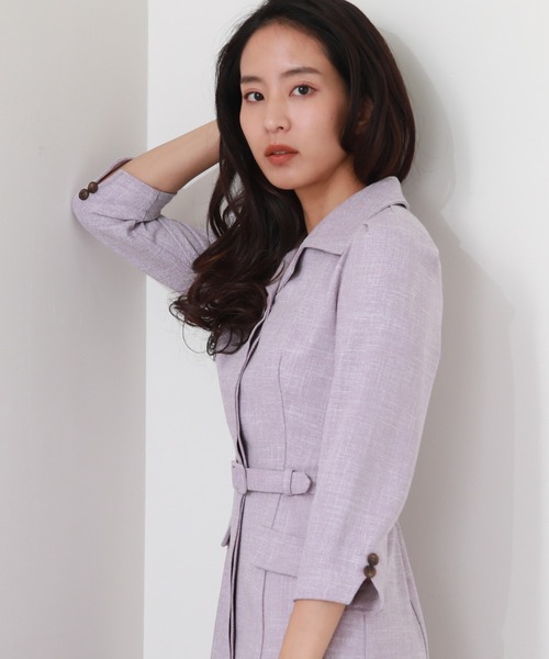 Cheek（チーク）の「【サイズ展開あり】ベルト付き開襟シャツワンピース（シャツワンピース・レディース・グリーン/ラベンダー/ネイビー・SMALL/MEDIUM）」の17枚目の写真