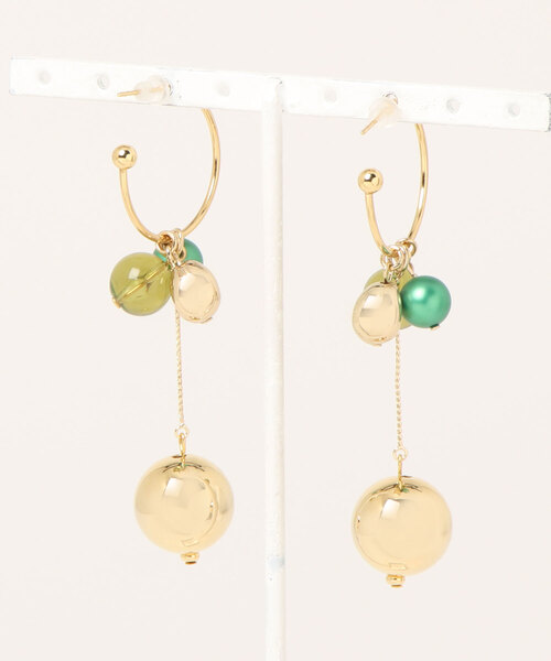 tone(トーン)の「【Le soleil】揺れる しっとりグリーン フープピアス(MA)(ピアス(両耳用)・レディース・グリーン系その他・FREE)」の2枚目の写真