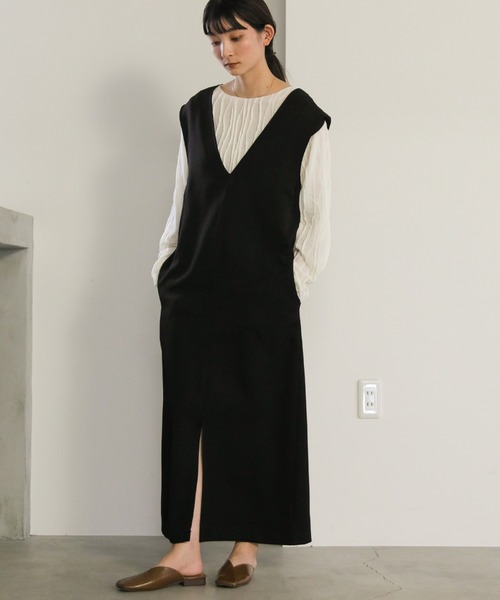 select MOCA（セレクトモカ）の「2wayスリットワンピース（ワンピース・レディース・アイボリー/ブラック・FREE）」の4枚目の写真