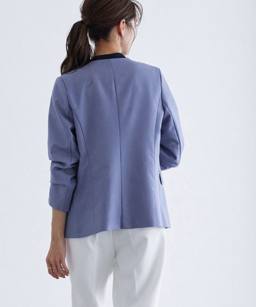 Pierrot（ピエロ）の「ノーカラージャケット（ノーカラージャケット・レディース・ベージュ/ネイビー/ブルー系その他/ブラック・M/L）」の11枚目の写真