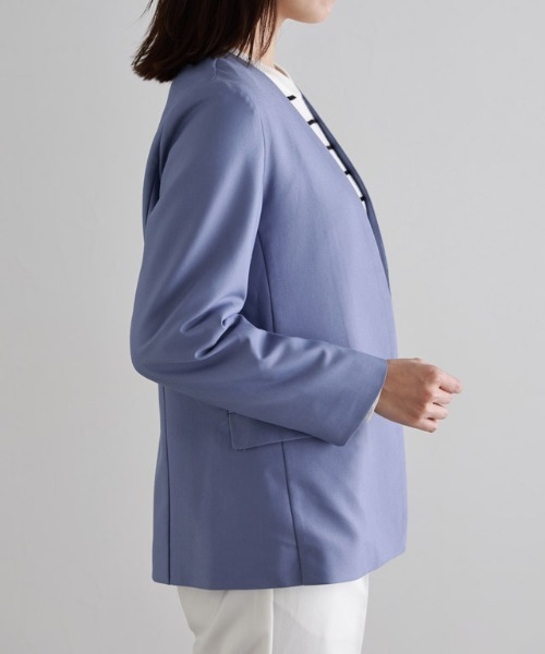 Pierrot（ピエロ）の「ノーカラージャケット（ノーカラージャケット・レディース・ベージュ/ネイビー/ブルー系その他/ブラック・M/L）」の7枚目の写真