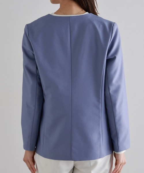 Pierrot（ピエロ）の「ノーカラージャケット（ノーカラージャケット・レディース・ベージュ/ネイビー/ブルー系その他/ブラック・M/L）」の6枚目の写真