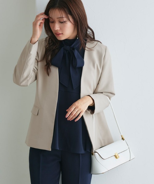 Pierrot（ピエロ）の「ノーカラージャケット（ノーカラージャケット・レディース・ベージュ/ネイビー/ブルー系その他/ブラック・M/L）」の18枚目の写真