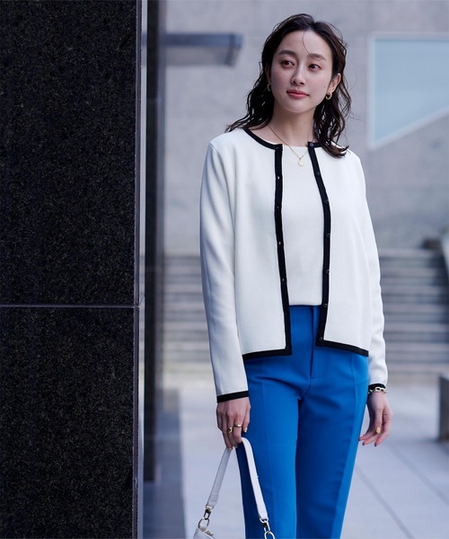 UR'S（ユアーズ）の「ﾊﾞｲｶﾗｰｸﾙｰﾈｯｸﾆｯﾄｶｰﾃﾞｨｶﾞﾝ（カーディガン/ボレロ・レディース・ホワイト/ブラック・S/M/L）」の16枚目の写真