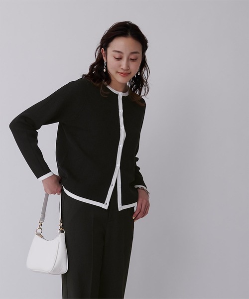 UR'S（ユアーズ）の「ﾊﾞｲｶﾗｰｸﾙｰﾈｯｸﾆｯﾄｶｰﾃﾞｨｶﾞﾝ（カーディガン/ボレロ・レディース・ホワイト/ブラック・S/M/L）」の13枚目の写真