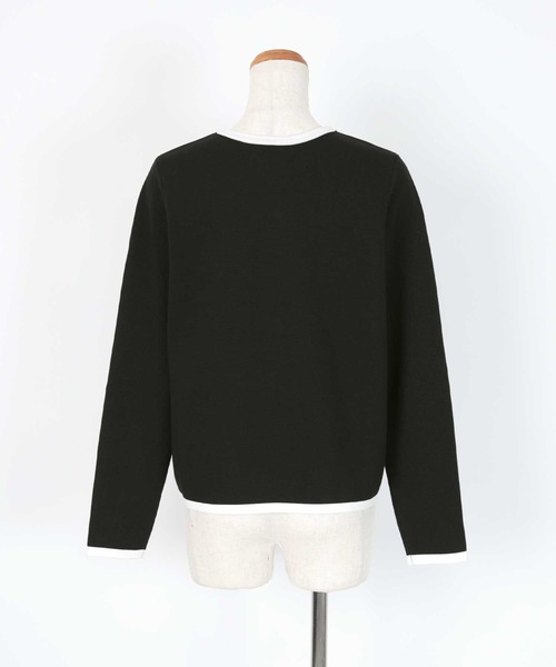 UR'S（ユアーズ）の「ﾊﾞｲｶﾗｰｸﾙｰﾈｯｸﾆｯﾄｶｰﾃﾞｨｶﾞﾝ（カーディガン/ボレロ・レディース・ホワイト/ブラック・S/M/L）」の9枚目の写真