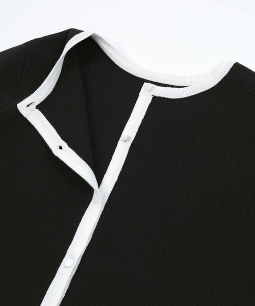UR'S（ユアーズ）の「ﾊﾞｲｶﾗｰｸﾙｰﾈｯｸﾆｯﾄｶｰﾃﾞｨｶﾞﾝ（カーディガン/ボレロ・レディース・ホワイト/ブラック・S/M/L）」の7枚目の写真