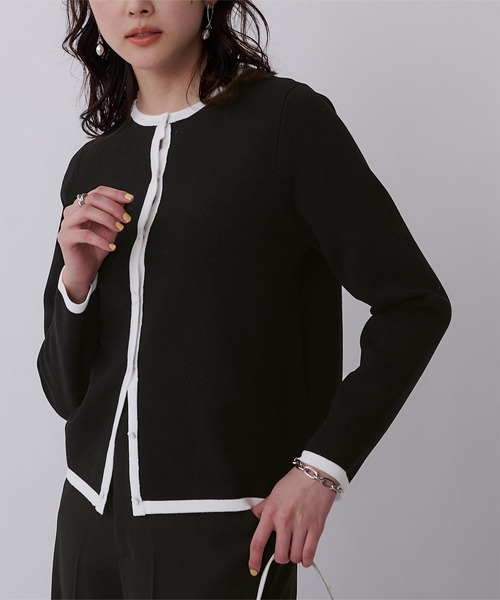 UR'S（ユアーズ）の「ﾊﾞｲｶﾗｰｸﾙｰﾈｯｸﾆｯﾄｶｰﾃﾞｨｶﾞﾝ（カーディガン/ボレロ・レディース・ホワイト/ブラック・S/M/L）」の21枚目の写真