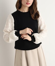 DRESKIP | お袖カットジャガード異素材ニット(ニット/セーター)