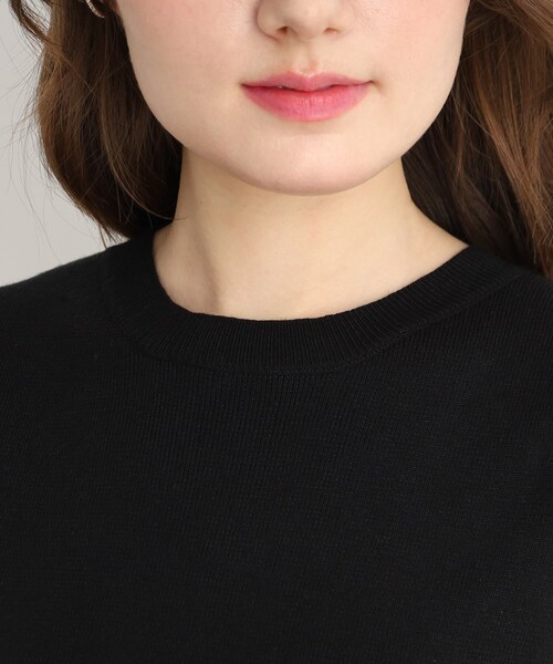 DRESKIP（ドレスキップ）の「◆【上品に着映える】お袖カットジャカード異素材ニット（ニット/セーター・レディース・ブラック/パープル/ライトベージュ・02/03）」の7枚目の写真