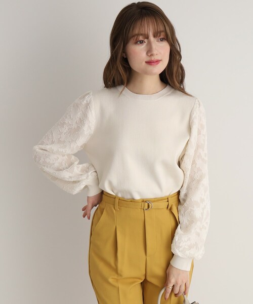 DRESKIP（ドレスキップ）の「◆【上品に着映える】お袖カットジャカード異素材ニット（ニット/セーター・レディース・ブラック/パープル/ライトベージュ・02/03）」の11枚目の写真