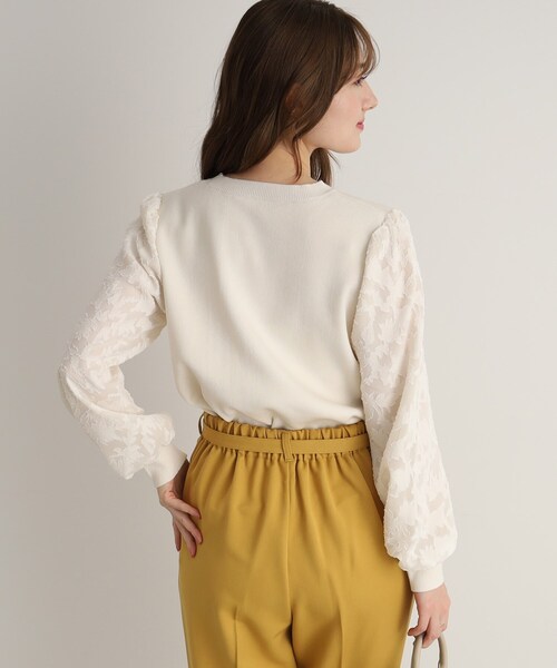 DRESKIP（ドレスキップ）の「◆【上品に着映える】お袖カットジャカード異素材ニット（ニット/セーター・レディース・ブラック/パープル/ライトベージュ・02/03）」の13枚目の写真