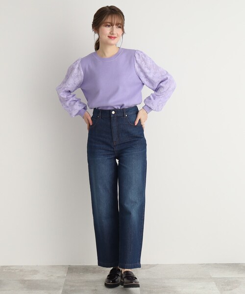 DRESKIP（ドレスキップ）の「◆【上品に着映える】お袖カットジャカード異素材ニット（ニット/セーター・レディース・ブラック/パープル/ライトベージュ・02/03）」の21枚目の写真