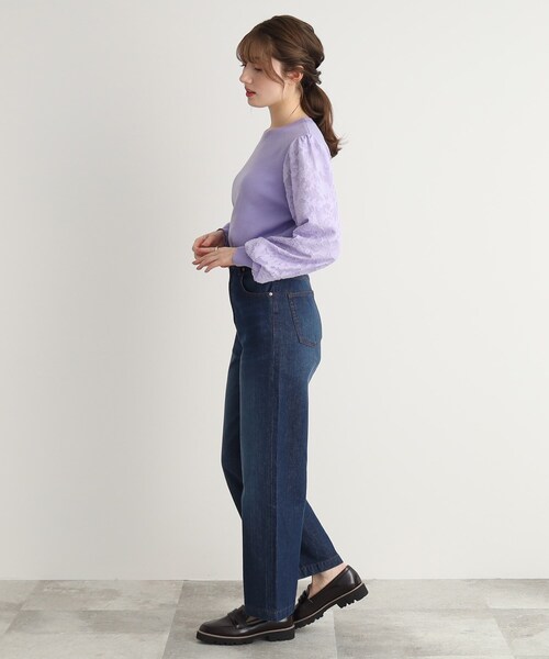 DRESKIP（ドレスキップ）の「◆【上品に着映える】お袖カットジャカード異素材ニット（ニット/セーター・レディース・ブラック/パープル/ライトベージュ・02/03）」の22枚目の写真