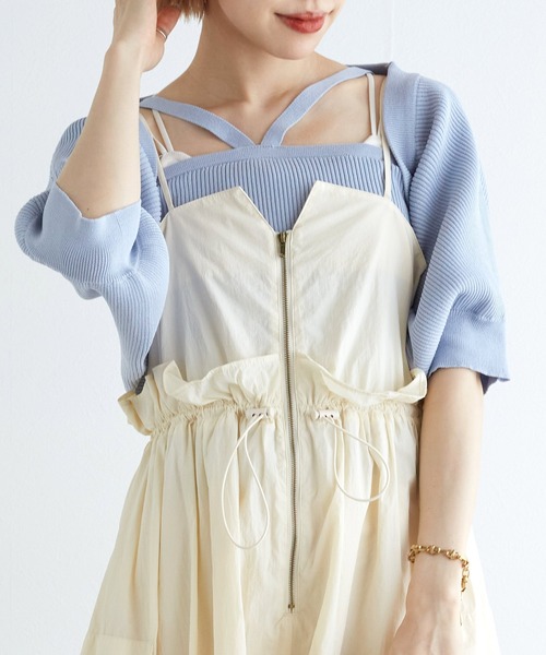 w closet（ダブルクローゼット）の「カーゴナイロンキャミワンピース（ワンピース・レディース・グレイッシュベージュ/ブラック/ライトカーキ・FREE）」の12枚目の写真