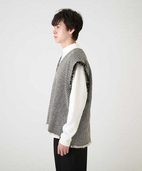 tk.TAKEO KIKUCHI（ティーケータケオキクチ）の「◆ツィードフリンジベスト（ベスト・メンズ・ブラック系3/ブラック・88）」の4枚目の写真