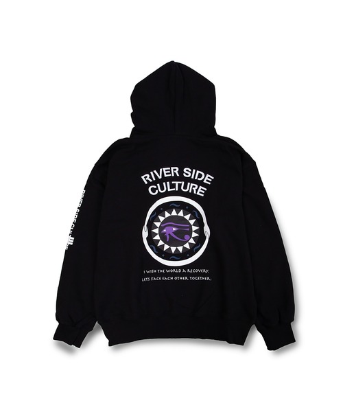 RIVER SIDE CULTURE(リバーサイドカルチャー)の「RIVER SIDE CULTURE/COTTON100% RSCエジプト文明ホルスの目モチーフ プルパーカー(M4)(パーカー・メンズ・杢グレー/ブルーグリーン/ブラック・MEDIUM/LARGE/X-LARGE)」の6枚目の写真
