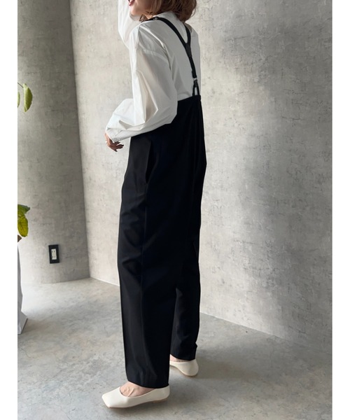 owndaily（オンデイリー）の「サスペンダー付きタックパンツ（サロペット/オーバーオール・レディース・グレー/ブラック・FREE）」の20枚目の写真