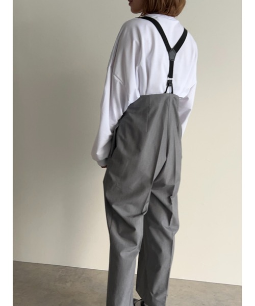 owndaily（オンデイリー）の「サスペンダー付きタックパンツ（サロペット/オーバーオール・レディース・グレー/ブラック・FREE）」の21枚目の写真
