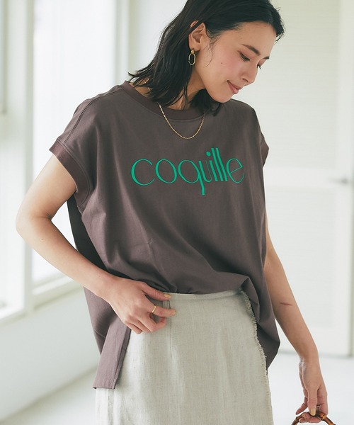 RIVE DROITE(リヴドロワ)の「ゆったりした楽ちんなサイズ感/ロゴフレンチカットソー(Tシャツ/カットソー・レディース・ブラウン/オフホワイト・FREE)」の2枚目の写真
