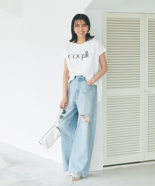 RIVE DROITE(リヴドロワ)の「ゆったりした楽ちんなサイズ感/ロゴフレンチカットソー(Tシャツ/カットソー・レディース・ブラウン/オフホワイト・FREE)」の18枚目の写真