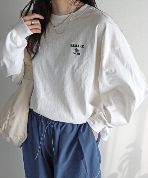 COURO(コウロ)の「刺繍ボリュームスリーブロンT(Tシャツ/カットソー・レディース・ホワイト/ブラック/ネイビー/グレー/ブルー/マスタード/ホワイト系その他/ブラック系その他/ホワイト系その他3/ブラック系その他4/アイボリー系1/ブラック系その他2/アイボリー/ホワイト系その他5/アイボリー系2/ホワイト系その他2/ブラック系その他3/アイボリー系/ホワイト系その他4/ブラック系その他5・M/L)」の3枚目の写真
