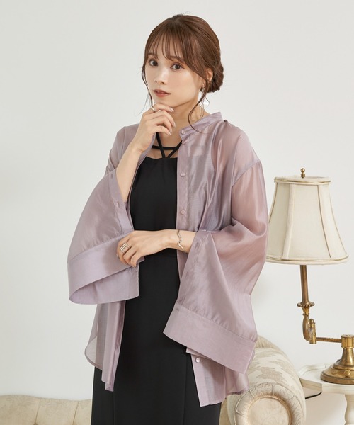 earth music&ecology（アースミュージックアンドエコロジー）の「マルチウェイシアーシャツ（シャツ/ブラウス・レディース・ピンク系その他3/ライトベージュ/サックスブルー・FREE）」の3枚目の写真