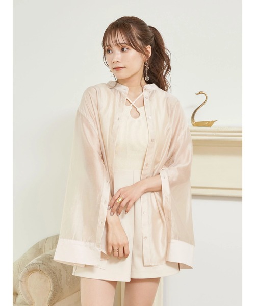 earth music&ecology（アースミュージックアンドエコロジー）の「マルチウェイシアーシャツ（シャツ/ブラウス・レディース・ピンク系その他3/ライトベージュ/サックスブルー・FREE）」の6枚目の写真