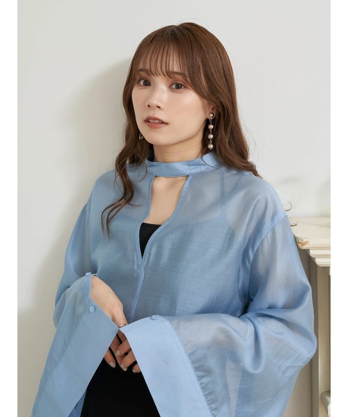 earth music&ecology（アースミュージックアンドエコロジー）の「マルチウェイシアーシャツ（シャツ/ブラウス・レディース・ピンク系その他3/ライトベージュ/サックスブルー・FREE）」の14枚目の写真