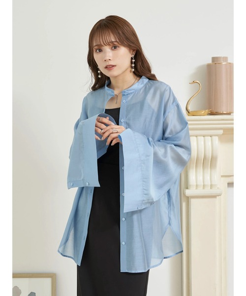 earth music&ecology（アースミュージックアンドエコロジー）の「マルチウェイシアーシャツ（シャツ/ブラウス・レディース・ピンク系その他3/ライトベージュ/サックスブルー・FREE）」の20枚目の写真